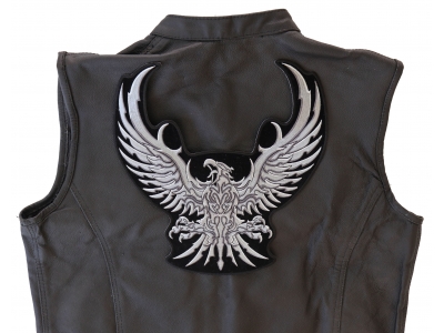 Silver Tribal Eagle Patch Large | Embroidered Patches