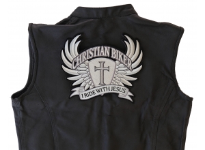 Large Christian Biker Back Patch I Ride With Jesus | Embroidered Biker Patches