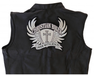 Large Christian Biker Back Patch I Ride With Jesus | Embroidered Biker Patches