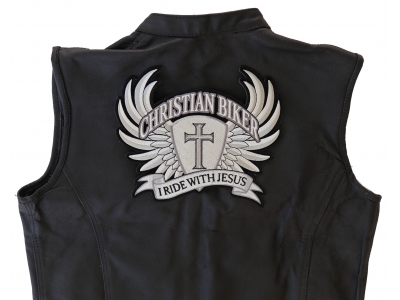 Large Christian Biker Back Patch I Ride With Jesus | Embroidered Biker Patches