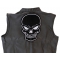 Black Skull Large Back Patch | Embroidered Patches Black Skull Patch, Large Skull Patches for Biker Jackets shown on leather vest