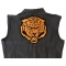 Large Orange Tiger Back Patch | Embroidered Patches Tiger Patch, Large Animal Patches for Jackets shown on leather vest