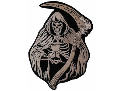 Reaper Skull Sand Clock Large Patch | Embroidered Biker Patches