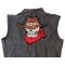 Large Cowboy Skull Patch | Embroidered Patches Red Scarf Cowboy Skull Patch, Large Skull Patches for Biker Jackets shown on leather vest