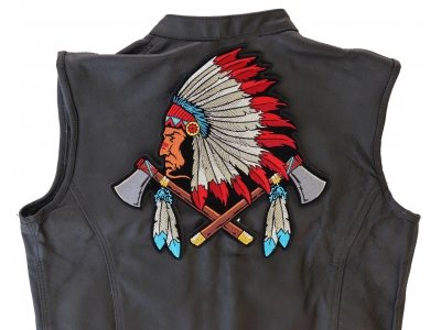 Indian Head Dress Axes And Feathers Large Patch