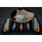 Wolf And Feathers Large Back Patch | Embroidered Patches Dreamcatcher Wolf Feathers Patch diagonal view