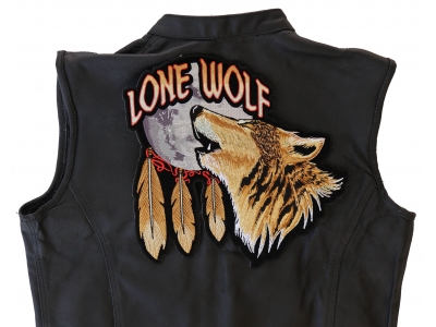 Lone Wolf Howling At The Moon Large Back Patch | Embroidered Biker Patches