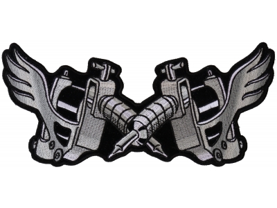Tattoo Guns Wings Patch Large