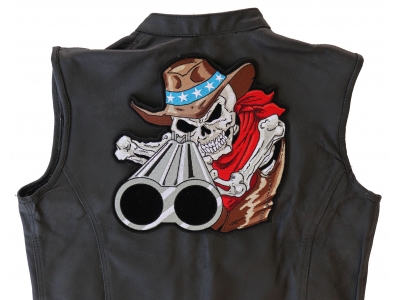 Shotgun Barrel Willy Skull Large Back Patch | Embroidered Patches