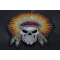 Skull Indian Head Dress Large Back Patch | Embroidered Patches Indian Skull and Feathers Patch diagonal view