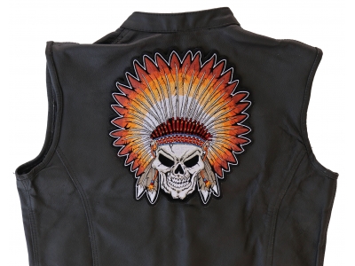 Skull Indian Head Dress Large Back Patch | Embroidered Patches