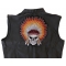 Skull Indian Head Dress Large Back Patch | Embroidered Patches Indian Skull and Feathers Patch, Large Skull Patches for Biker Jackets shown on leather vest
