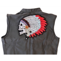 Screaming Skull With Head Dress Indian Large Patch | Embroidered Patches
