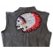 Screaming Skull With Head Dress Indian Large Patch | Embroidered Patches Indian Skull Patch, Large Skull Patches for Biker Jackets shown on leather vest