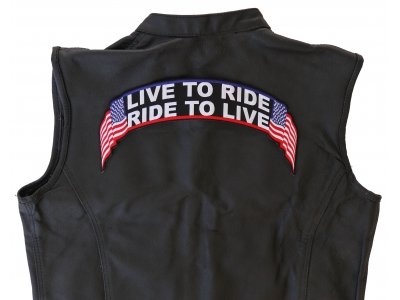 Live To Ride Ride To Live US Flag Rocker Patch | Embroidered Biker Patches