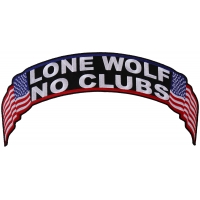 Lone Wolf No Clubs US Flag Rocker Patch | Embroidered Biker Patches