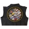Never Forget Patch In Memory of Fallen Heroes, Large Patriotic Patches shown on leather vest