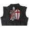 Red Kneeling Knight Patch, Large Christian Back Patches shown on leather vest