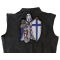 Blue Knight Large Back Patch | Embroidered Patches Blue Knight Kneeling Knight Patch, Large Christian Back Patches shown on leather vest