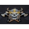 Viking Skull With Axes And Horn Helmet Patch Viking Skull Patch diagonal view