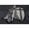 Crusader Kneeling Knight Black White Large Back Patch Kneeled Knight Patch diagonal view