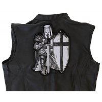 Crusader Kneeling Knight Black White Large Back Patch