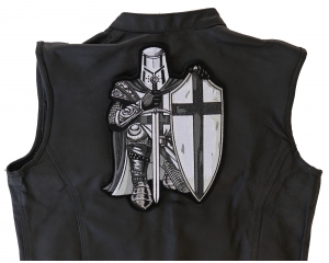 Crusader Kneeling Knight Black White Large Back Patch