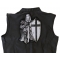 Crusader Kneeling Knight Black White Large Back Patch Kneeled Knight Patch, Large Christian Back Patches shown on leather vest