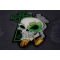 Irish Skull Cross Smoking Pipe Large Back Patch Irish Cross Skull Goaty and Pipe Patch diagonal view