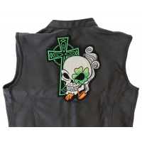 Irish Skull Cross Smoking Pipe Large Back Patch