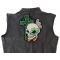 Irish Skull Cross Smoking Pipe Large Back Patch Irish Cross Skull Goaty and Pipe Patch, Large Skull Patches for Biker Jackets shown on leather vest