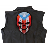 Puerto Rican Large Skull Back Patch With Puerto Rico Flag Colors