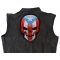 Puerto Rican Large Skull Back Patch With Puerto Rico Flag Colors Puerto Rico Flag Skull Patch, Large Skull Patches for Back of Vests shown on leather vest