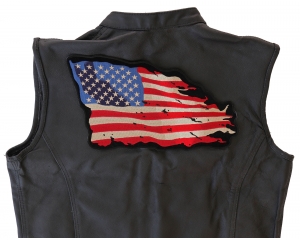 Tattered US American Flag Large Back Patch