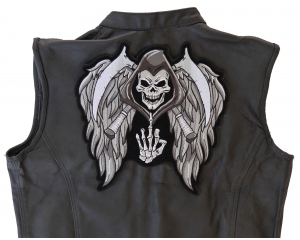 Reaper Skull Wings Middle Finger Patch Large
