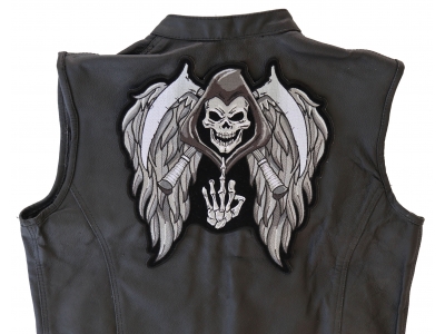 Reaper Skull Wings Middle Finger Patch Large