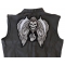 Skull Middle Finger Wings and Sickles Patch, Large Skull Patches for Biker Jackets shown on leather vest