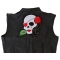 Lady Sugar Skull With Pink Rose And Feather Large Patch Lady's Sugar Skull with Pink Rose Heart and Feather Large Back Patch - 8.5x9.8 inch. Embroidered Iron on Patch shown on leather vest