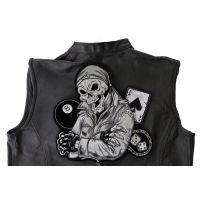 Biker Guy Skull Large Back Patch In Gray Biker Guy Skull Large Back Patch In Gray