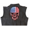 American Flag Skull Patch, Large Skull Patches for Biker Jackets shown on leather vest