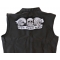 See No Evil Speak No Evil Hear No Evil Skull Large Patch See No Evil Speak No Evil Hear No Evil Skull Patch, Large Skull Patches for Biker Jackets shown on leather vest