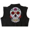 Sugar Skull Large Back Patch Sugar Skull Patch, Large Skull Patches for Back of Vests shown on leather vest