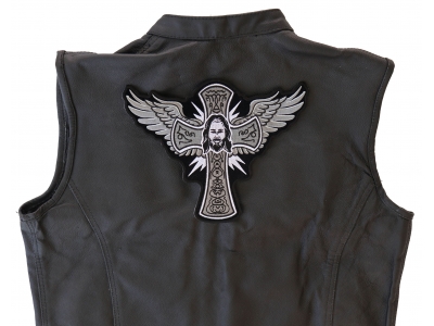 Jesus Wings and Cross Large Christian Back Patch