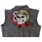 Helmet Skull Scarf Biker 69 Large Back Patch 69 Skull Cigar Patch, Large Skull Patches for Biker Jackets shown on leather vest