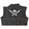 Robotic Skull Large Back Patch Robot Skull Patch, Large Skull Patches for Back of Vests shown on leather vest