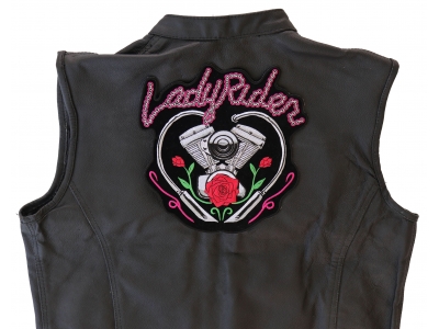 Lady Rider Chain Engine Large Biker Back Patch