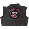 Lady Rider Chain Engine Large Biker Back Patch Lady Rider Rose Motorcycle Engine Patch, Large Biker Back Patches for Leather Vests shown on leather vest