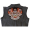 Old Skool Chopper 13 Skull Patch, Large Skull Patches for Biker Jackets shown on leather vest