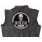 100 Percent Biker Large Back Patch It Ain't About Brand Biker 100% It's All About Respect Skull Patch, Large Skull Patches for Biker Jackets shown on leather vest