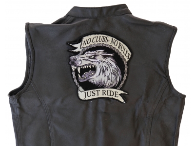 No Clubs No Rules Just Ride Wolf Large Patch